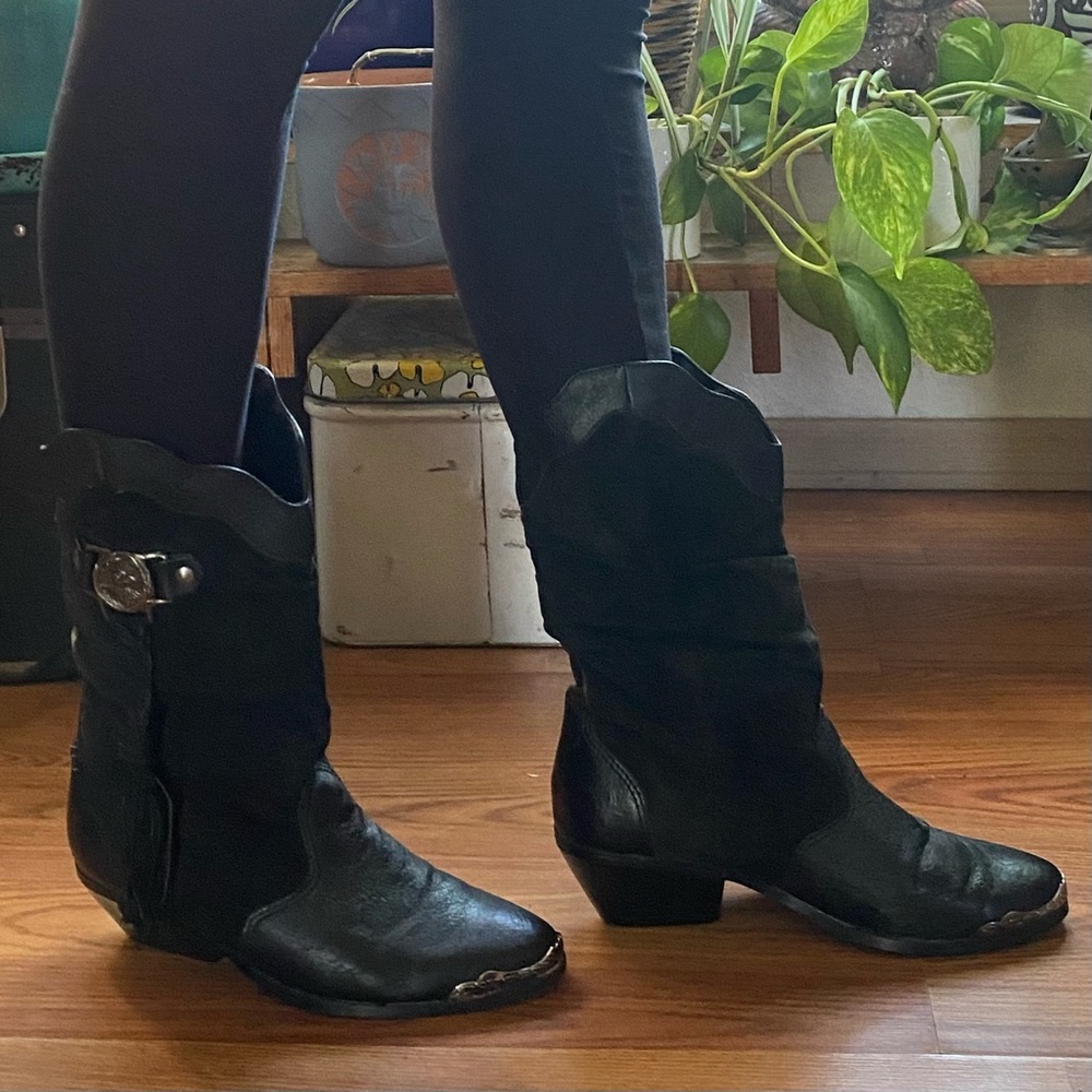 VTG Coasters Leather & Suede 80’s Western Boots with Fringe. Size 6.5. Eagle. - Picture 2 of 16